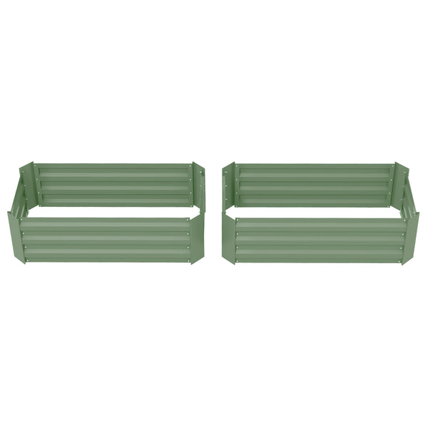 Lot de 2 carré potager de jardin dim. 100L x 50l x 30H cm - tôle d'acier ondulée vert