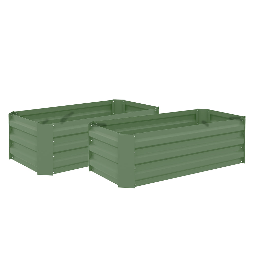 Lot de 2 carré potager de jardin dim. 100L x 50l x 30H cm - tôle d'acier ondulée vert