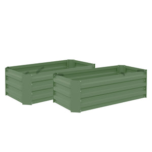 Lot de 2 carré potager de jardin dim. 100L x 50l x 30H cm - tôle d'acier ondulée vert