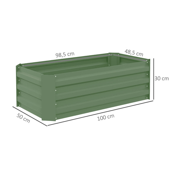 Lot de 2 carré potager de jardin dim. 100L x 50l x 30H cm - tôle d'acier ondulée vert