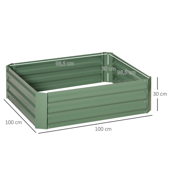 Lot de 2 carré potager de jardin dim. 100L x 100l x 30H cm - tôle d'acier ondulée vert