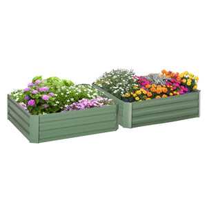 Lot de 2 carré potager de jardin dim. 100L x 100l x 30H cm - tôle d'acier ondulée vert