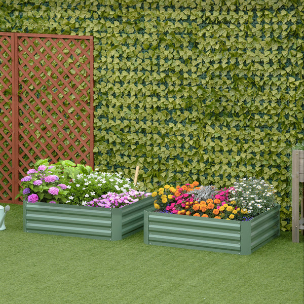 Lot de 2 carré potager de jardin dim. 100L x 100l x 30H cm - tôle d'acier ondulée vert