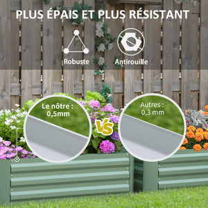 Lot de 2 carré potager de jardin dim. 100L x 100l x 30H cm - tôle d'acier ondulée vert