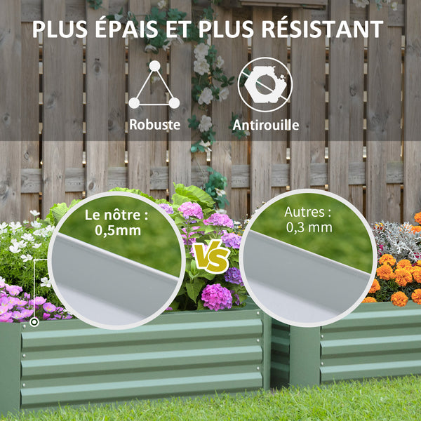 Lot de 2 carré potager de jardin dim. 100L x 100l x 30H cm - tôle d'acier ondulée vert