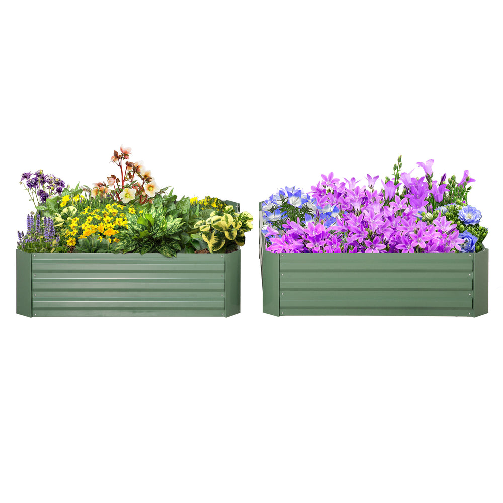 Lot de 2 carré potager de jardin dim. 100L x 100l x 30H cm - tôle d'acier ondulée vert