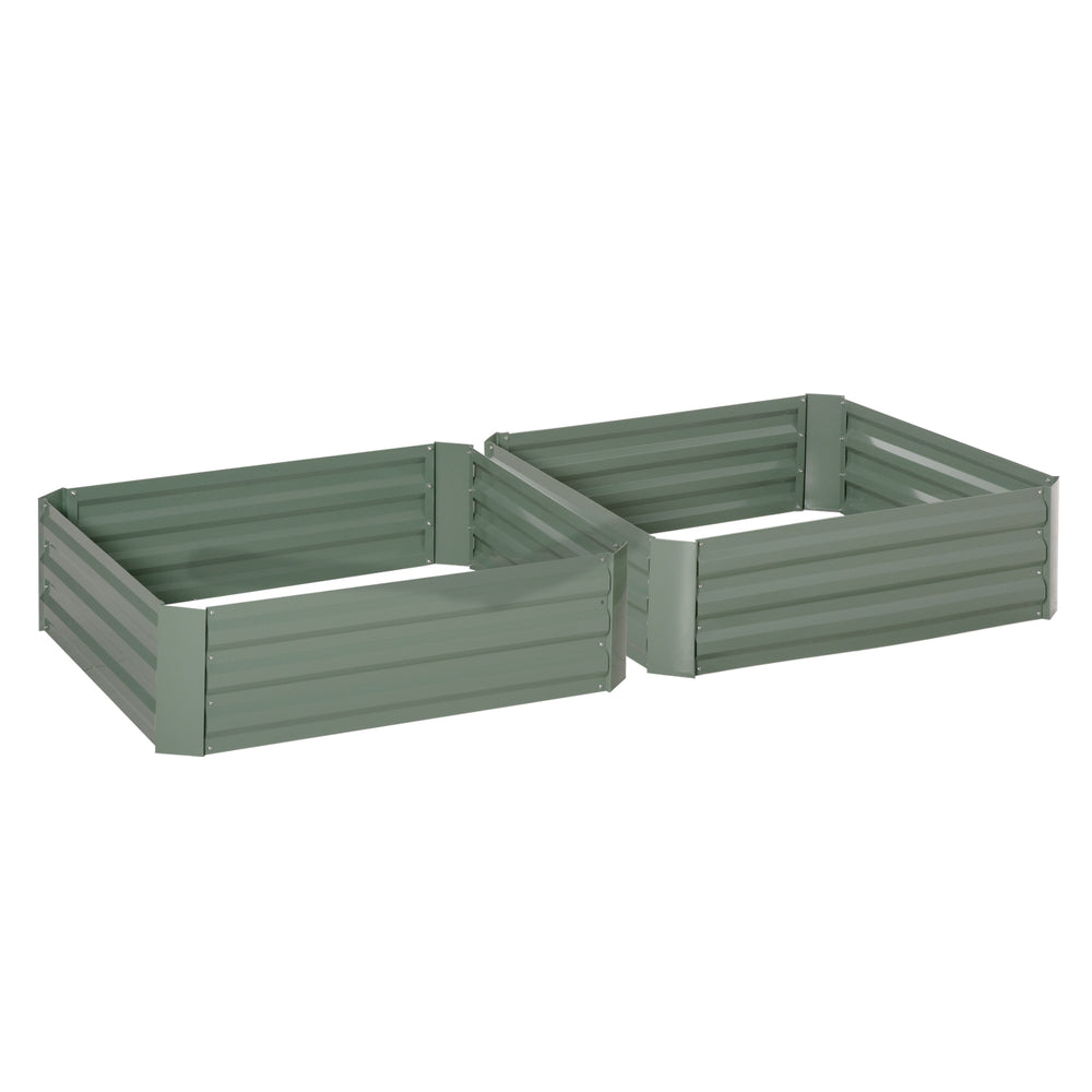 Lot de 2 carré potager de jardin dim. 100L x 100l x 30H cm - tôle d'acier ondulée vert