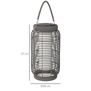 Lampadaire d'extérieur solaire lampe de jardin sur pied en résine tressée luminaire LED de jardin en acier marche/arrêt automatique Ø18 x 37 cm gris