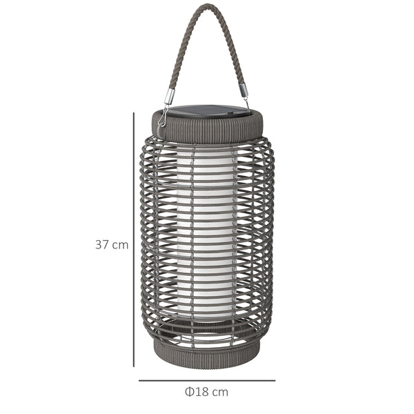 Lampadaire d'extérieur solaire lampe de jardin sur pied en résine tressée luminaire LED de jardin en acier marche/arrêt automatique Ø18 x 37 cm gris