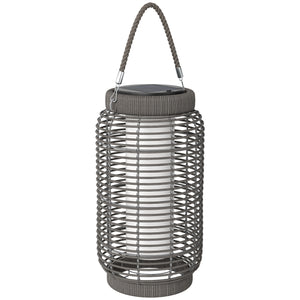 Lampadaire d'extérieur solaire lampe de jardin sur pied en résine tressée luminaire LED de jardin en acier marche/arrêt automatique Ø18 x 37 cm gris