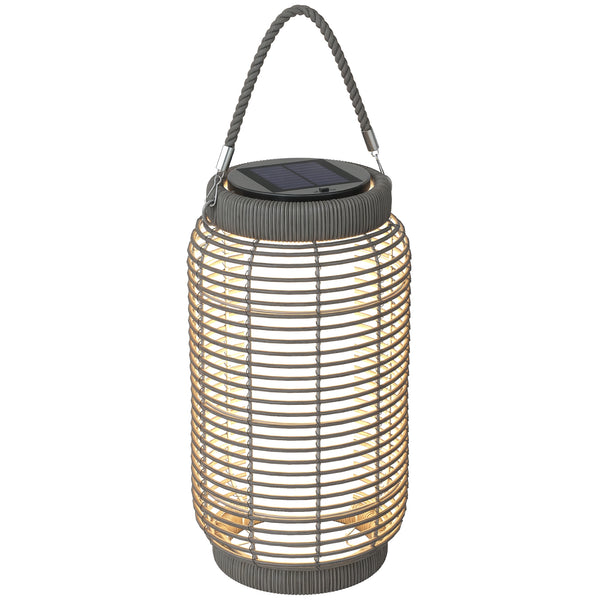 Lampadaire d'extérieur solaire lampe de jardin sur pied en résine tressée luminaire LED de jardin en acier marche/arrêt automatique Ø18 x 37 cm gris