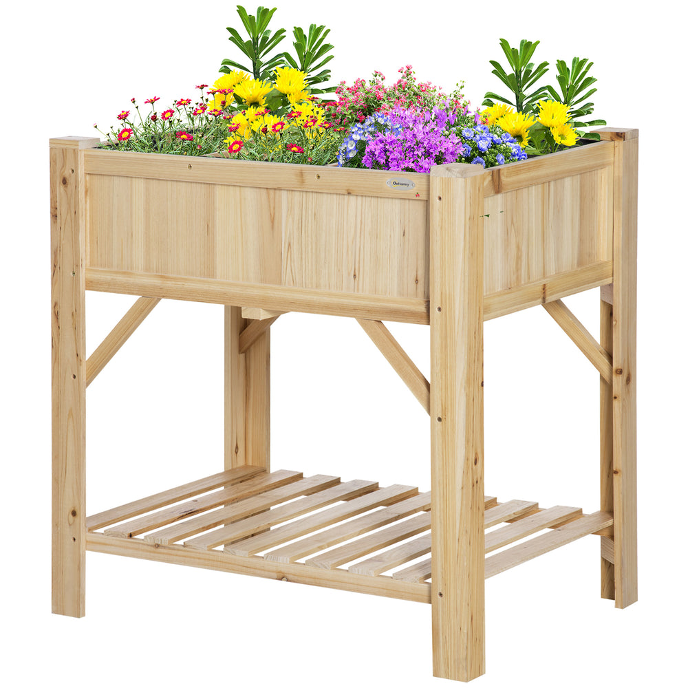 Jardinière sur Pieds - carré Potager avec étagère - dim. 78L x 58l x 81H cm - 6 Compartiments - Feutre Drainage Inclus - Bois Sapin pré-huilé