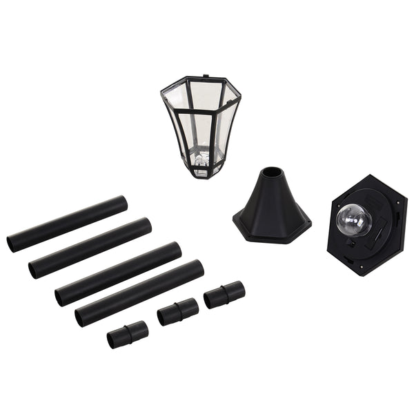 2 lampadaires sur pied solaires d'extérieur jardin avec 2 lampes LED blanc 6000K - IP44 - Ø18,5 x 129H cm noir