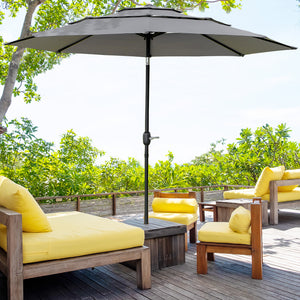 Parasol de jardin extérieur parasol inclinable rond Ø 2,85 x 2,5 m avec ouverture fermeture manivelle, 2 évents, toile 180 g/m² protection Anti-UV, parasol pour balcon, terrasse, gris