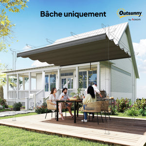 Toile de toit pour pergola tonnelle rétractable de 4 x 3 m - toile uniquement 350 x 260 cm gris foncé