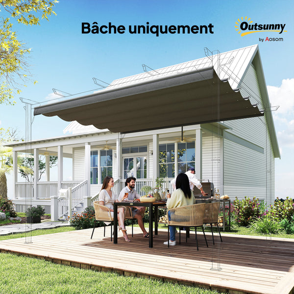 Toile de toit pour pergola tonnelle rétractable de 4 x 3 m - toile uniquement 350 x 260 cm gris foncé