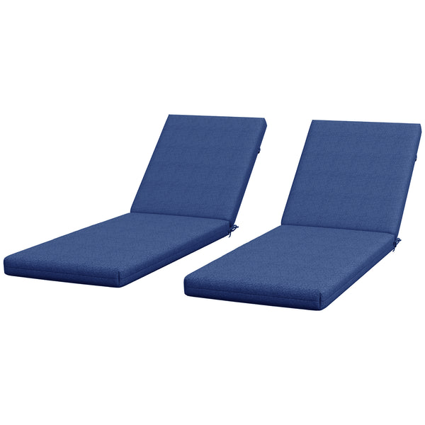 Lot de 2 Matelas pour Chaise Longue transat Bain de Soleil avec Sangles d'attache pour Jardin dim. 190,5L x 58,4l x 7H cm Bleu