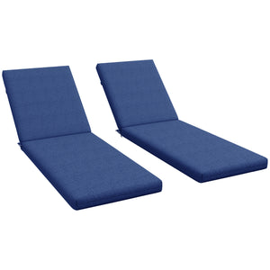 Lot de 2 Matelas pour Chaise Longue transat Bain de Soleil avec Sangles d'attache pour Jardin dim. 190,5L x 58,4l x 7H cm Bleu