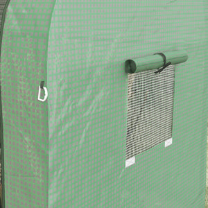Serre de jardin 1,8 m² serre à tomates dim. 1,85L x 0,9l x 1,5H m 2 portes zippées déroulantes 4 fenêtres enroulables acier PE haute densité 135 g/m² anti-UV vert