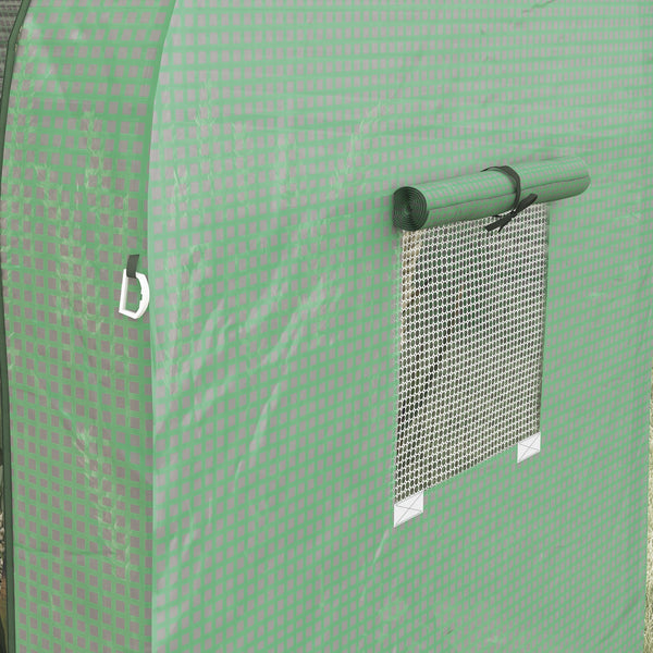 Serre de jardin 1,8 m² serre à tomates dim. 1,85L x 0,9l x 1,5H m 2 portes zippées déroulantes 4 fenêtres enroulables acier PE haute densité 135 g/m² anti-UV vert
