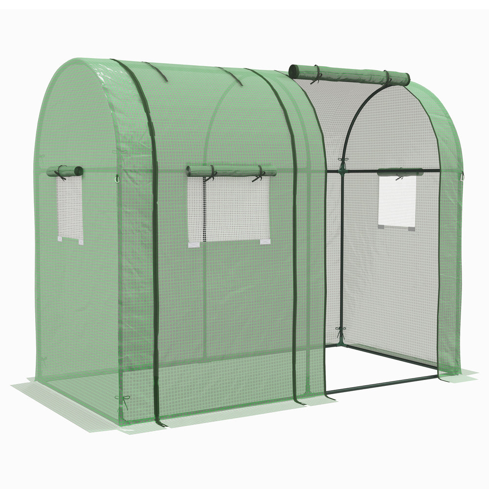 Serre de jardin 1,8 m² serre à tomates dim. 1,85L x 0,9l x 1,5H m 2 portes zippées déroulantes 4 fenêtres enroulables acier PE haute densité 135 g/m² anti-UV vert
