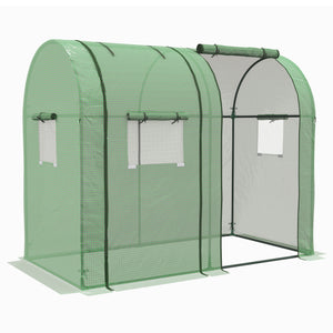 Serre de jardin 1,8 m² serre à tomates dim. 1,85L x 0,9l x 1,5H m 2 portes zippées déroulantes 4 fenêtres enroulables acier PE haute densité 135 g/m² anti-UV vert