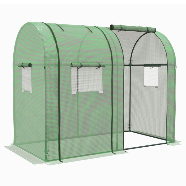 Serre de jardin 1,8 m² serre à tomates dim. 1,85L x 0,9l x 1,5H m 2 portes zippées déroulantes 4 fenêtres enroulables acier PE haute densité 135 g/m² anti-UV vert