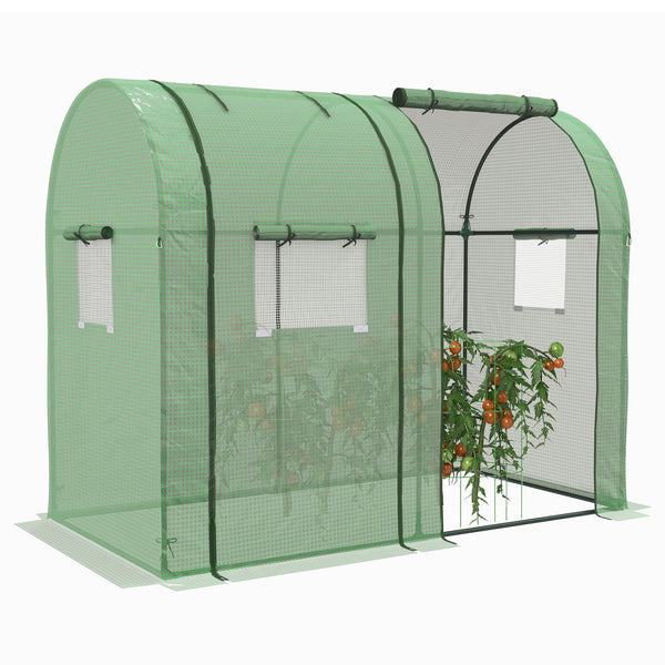 Serre de jardin 1,8 m² serre à tomates dim. 1,85L x 0,9l x 1,5H m 2 portes zippées déroulantes 4 fenêtres enroulables acier PE haute densité 135 g/m² anti-UV vert