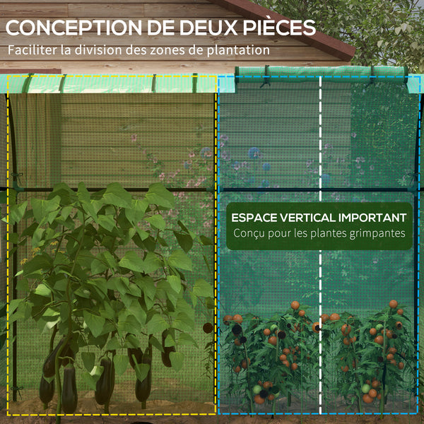 Serre de jardin 1,8 m² serre à tomates dim. 1,85L x 0,9l x 1,5H m 2 portes zippées déroulantes 4 fenêtres enroulables acier PE haute densité 135 g/m² anti-UV vert