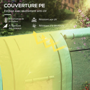Serre de jardin 1,8 m² serre à tomates dim. 1,85L x 0,9l x 1,5H m 2 portes zippées déroulantes 4 fenêtres enroulables acier PE haute densité 135 g/m² anti-UV vert