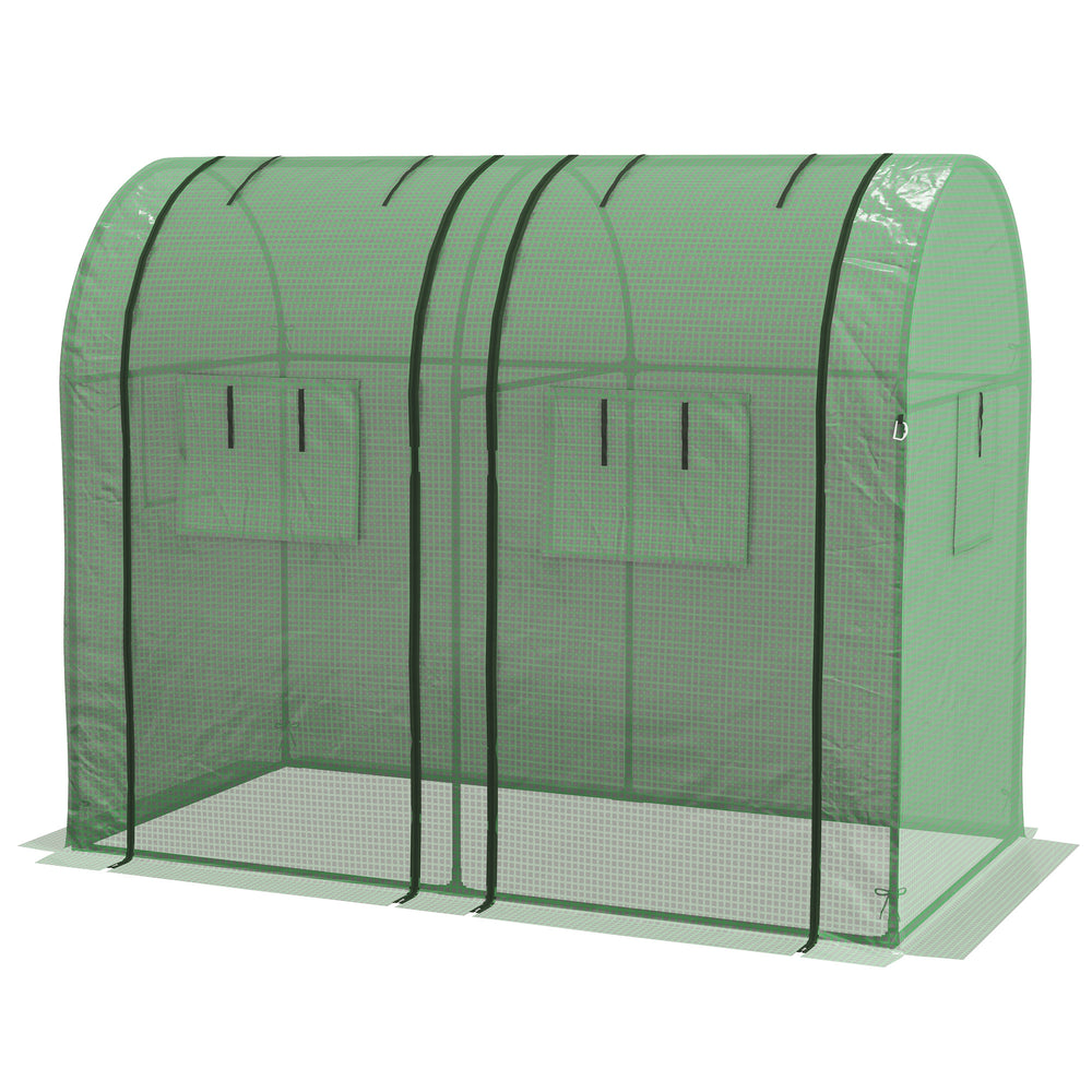 Serre de jardin 1,8 m² serre à tomates dim. 1,85L x 0,9l x 1,5H m 2 portes zippées déroulantes 4 fenêtres enroulables acier PE haute densité 135 g/m² anti-UV vert