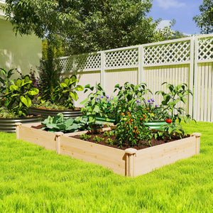 Carré Potager de jardin en Bois massif, Jardinière Surélevé avec séparateur, 235 x 121 x 26 cm, pour Jardin Balcon Terrasse, effet Bois Naturel