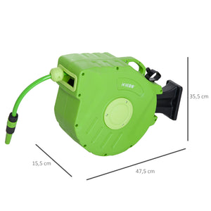 Dévidoir Mural Enrouleur Automatique pivotant 180° Tuyau 20 + 2 m avec Lance arrosage Support Mural intégré Vert