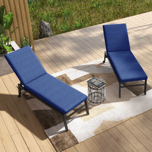 Lot de 2 Matelas pour Chaise Longue transat Bain de Soleil avec Sangles d'attache pour Jardin dim. 190,5L x 58,4l x 7H cm Bleu