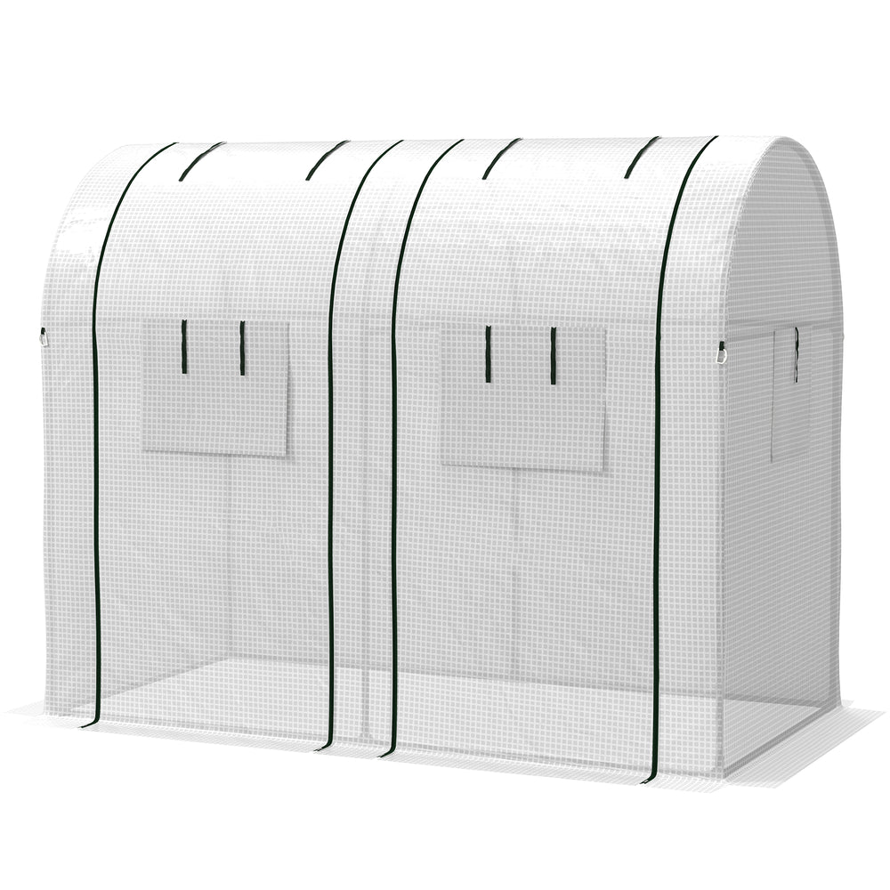 Serre de jardin 1,8 m² serre à tomates dim. 1,85L x 0,9l x 1,5H m 2 portes zippées déroulantes 4 fenêtres enroulables acier PE haute densité 135 g/m² anti-UV blanc