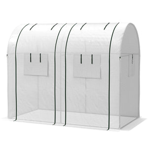 Serre de jardin 1,8 m² serre à tomates dim. 1,85L x 0,9l x 1,5H m 2 portes zippées déroulantes 4 fenêtres enroulables acier PE haute densité 135 g/m² anti-UV blanc