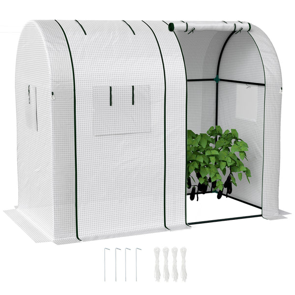 Serre de jardin 1,8 m² serre à tomates dim. 1,85L x 0,9l x 1,5H m 2 portes zippées déroulantes 4 fenêtres enroulables acier PE haute densité 135 g/m² anti-UV blanc
