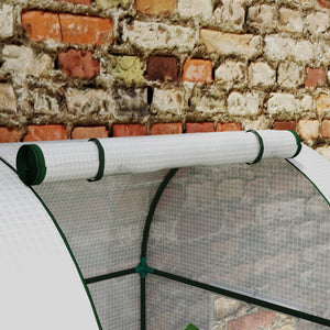 Serre de jardin 1,8 m² serre à tomates dim. 1,85L x 0,9l x 1,5H m 2 portes zippées déroulantes 4 fenêtres enroulables acier PE haute densité 135 g/m² anti-UV blanc