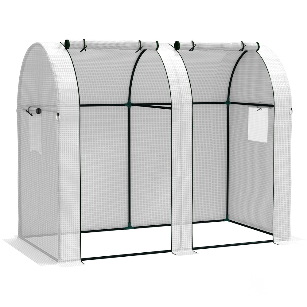 Serre de jardin 1,8 m² serre à tomates dim. 1,85L x 0,9l x 1,5H m 2 portes zippées déroulantes 4 fenêtres enroulables acier PE haute densité 135 g/m² anti-UV blanc