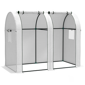 Serre de jardin 1,8 m² serre à tomates dim. 1,85L x 0,9l x 1,5H m 2 portes zippées déroulantes 4 fenêtres enroulables acier PE haute densité 135 g/m² anti-UV blanc
