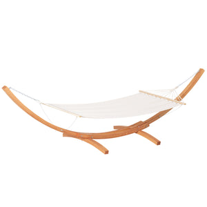 Hamac de Jardin avec Support en Bois hamac sur Pied 1 Personne 3,92L x 1,2l x 1,1H m Coloris crème Marron