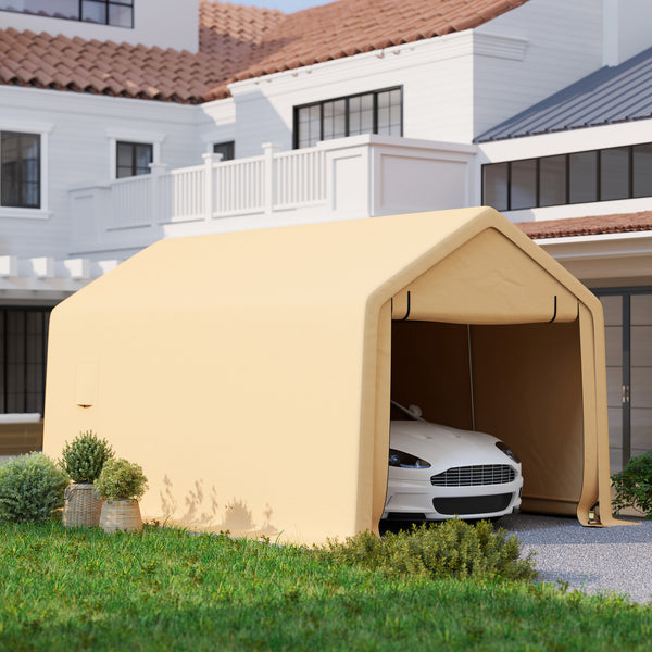 Carport tente de garage 3 x 5,2 m, abri voiture extérieur, tente de stockage avec porte enroulable amovible, carport pour voiture, camion, bateau, jaune