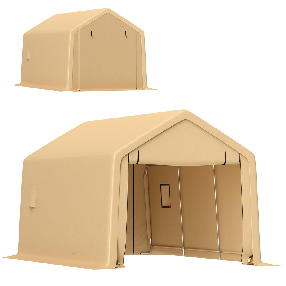 Carport tente de garage 3 x 5,2 m, abri voiture extérieur, tente de stockage avec porte enroulable amovible, carport pour voiture, camion, bateau, jaune