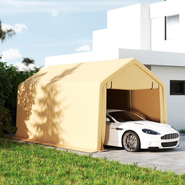 Carport tente de garage 3 x 5,2 m, abri voiture extérieur, tente de stockage avec porte enroulable amovible, carport pour voiture, camion, bateau, jaune