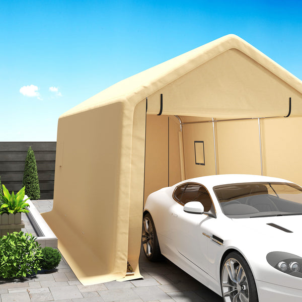Carport tente de garage 3 x 5,2 m, abri voiture extérieur, tente de stockage avec porte enroulable amovible, carport pour voiture, camion, bateau, jaune