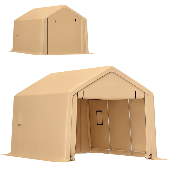 Carport tente de garage 3 x 5,2 m, abri voiture extérieur, tente de stockage avec porte enroulable amovible, carport pour voiture, camion, bateau, jaune