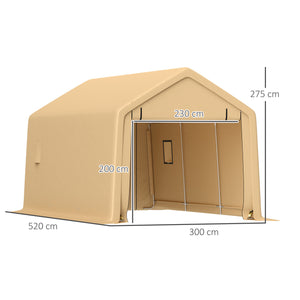 Carport tente de garage 3 x 5,2 m, abri voiture extérieur, tente de stockage avec porte enroulable amovible, carport pour voiture, camion, bateau, jaune