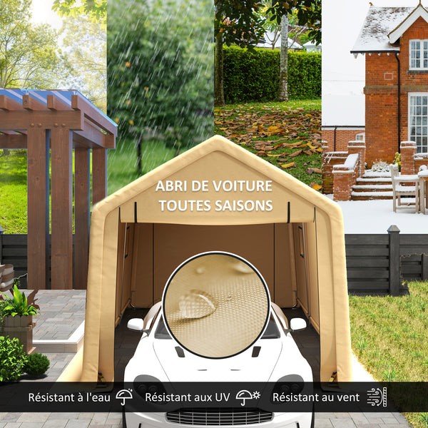 Carport tente de garage 3 x 5,2 m, abri voiture extérieur, tente de stockage avec porte enroulable amovible, carport pour voiture, camion, bateau, jaune