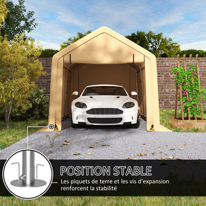 Carport tente de garage 3 x 5,2 m, abri voiture extérieur, tente de stockage avec porte enroulable amovible, carport pour voiture, camion, bateau, jaune