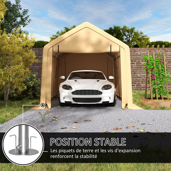 Carport tente de garage 3 x 5,2 m, abri voiture extérieur, tente de stockage avec porte enroulable amovible, carport pour voiture, camion, bateau, jaune